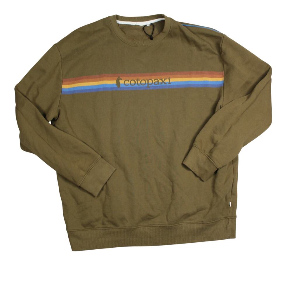Cotopaxi Sweatshirt Men XXL Green Retro Stripe Logo Organic Cotton Outdoor